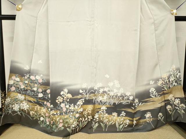 平和屋着物●訪問着 草花文 暈し染め 金彩 正絹 逸品 AABJ4956ck