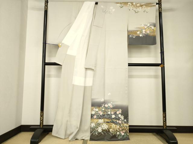 平和屋着物●訪問着 草花文 暈し染め 金彩 正絹 逸品 AABJ4956ck