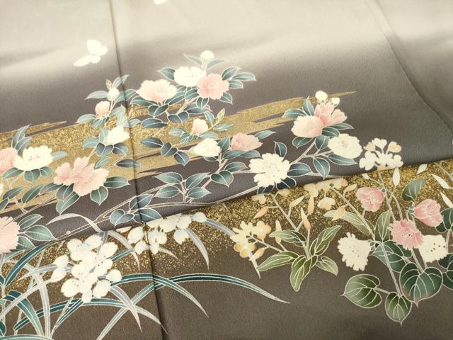 平和屋着物●訪問着 草花文 暈し染め 金彩 正絹 逸品 AABJ4956ck