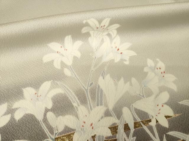 平和屋着物●訪問着 草花文 暈し染め 金彩 正絹 逸品 AABJ4956ck