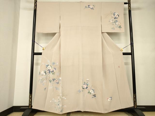 平和屋着物●訪問着 友禅 作家物 草花文 正絹 逸品 AABJ4957ck
