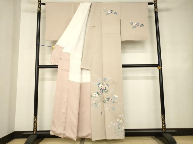 平和屋着物●訪問着 友禅 作家物 草花文 正絹 逸品 AABJ4957ck