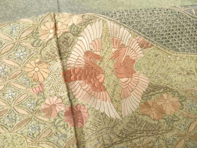 平和屋着物●中国三大刺繍 スワトウ刺繍 汕頭刺繍 本場大島紬 染大島 訪問着 花鳥文 正絹 逸品 AABJ4959ck