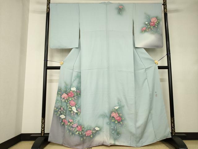 平和屋着物●訪問着 作家物 草花文 暈し染め 正絹 逸品 AABJ4960ck