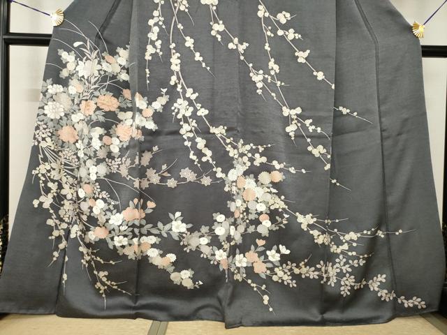 平和屋着物●訪問着 駒刺繍 草花文 金彩 正絹 逸品 AABJ4961ck