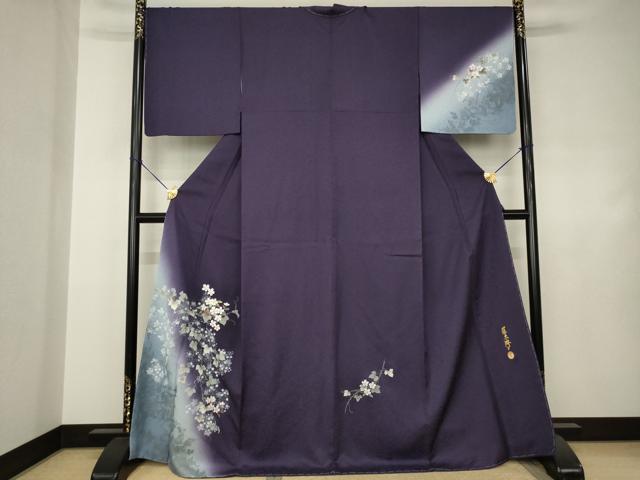 平和屋着物●螺鈿作家 藤本隆士 訪問着 草花文 正絹 逸品 未使用 AABJ4964ck