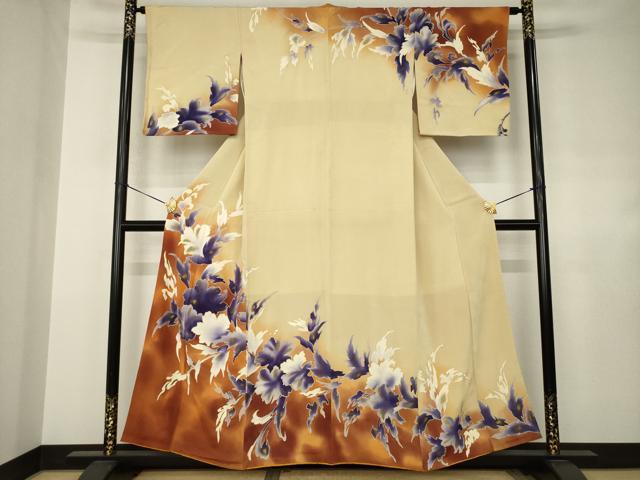 平和屋着物●訪問着 草花文 暈し染め 金彩 正絹 逸品 AABJ4965ck