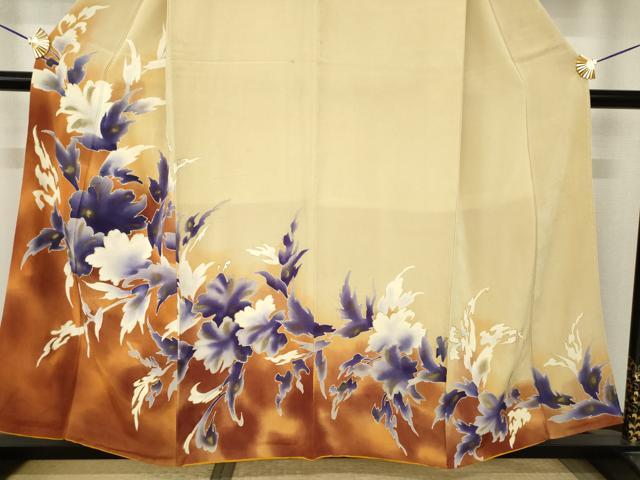 平和屋着物●訪問着 草花文 暈し染め 金彩 正絹 逸品 AABJ4965ck