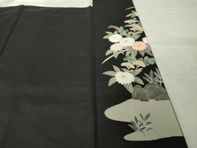 平和屋着物●本場大島紬 染大島 色留訪問着 草花文 金彩 正絹 逸品 AABJ4967ck