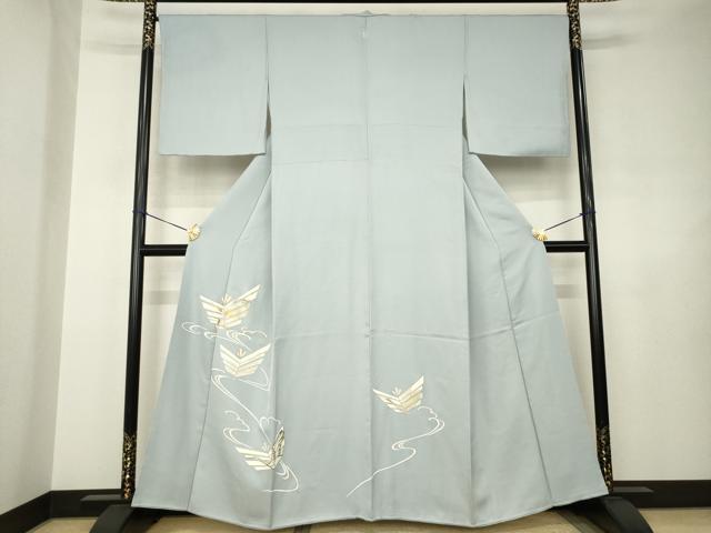 平和屋着物●訪問着 駒刺繍 舞蝶文 金彩 正絹 逸品 AABJ4987ck