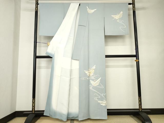 平和屋着物●訪問着 駒刺繍 舞蝶文 金彩 正絹 逸品 AABJ4987ck