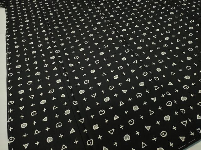 平和屋着物●上質な小紋 幾何学文様 黒地 正絹 逸品 AABJ4992ck