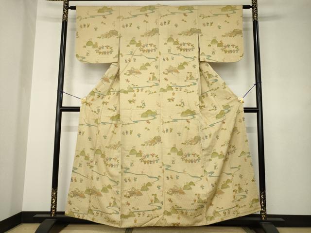 平和屋着物●訪問着 お召地 童子 正絹 逸品 AABJ4995ck