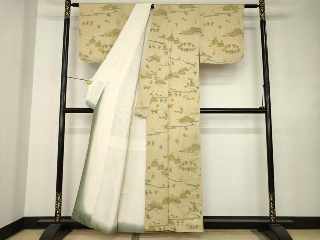 平和屋着物●訪問着 お召地 童子 正絹 逸品 AABJ4995ck