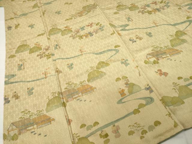 平和屋着物●訪問着 お召地 童子 正絹 逸品 AABJ4995ck
