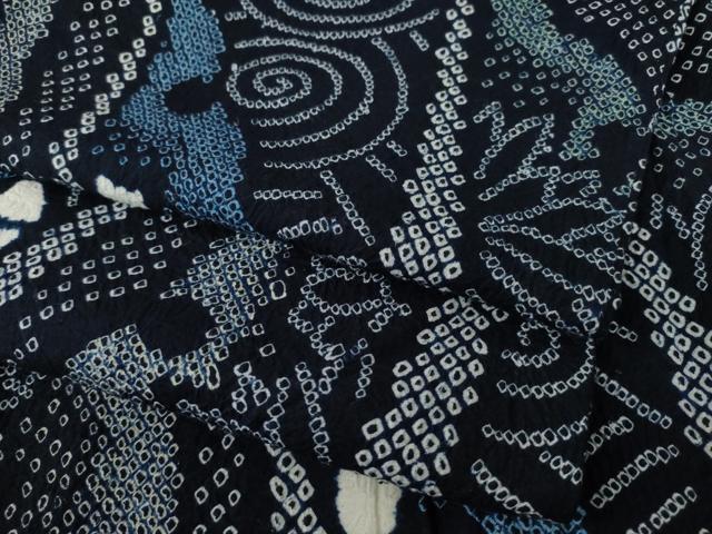平和屋着物●有松鳴海絞り 浴衣 袷 雪輪花文 綿 逸品 AABJ4998ck