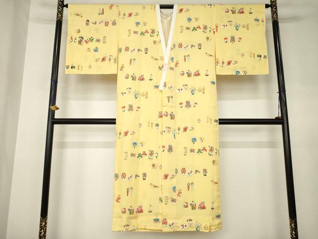 平和屋着物●長襦袢 無双仕立て 手描き 玩具文 金彩 正絹 逸品 AABJ5000ck