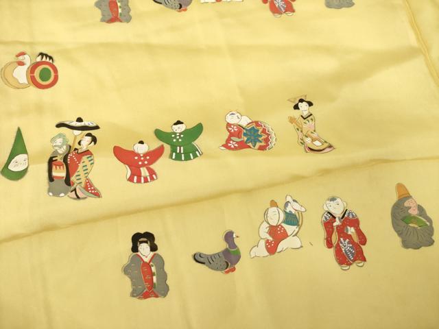 平和屋着物●長襦袢 無双仕立て 手描き 玩具文 金彩 正絹 逸品 AABJ5000ck