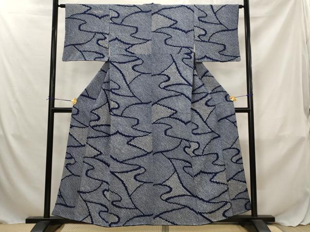 平和屋着物■上質な小紋 総絞り 幾何学文 正絹 逸品 AABJ5007st