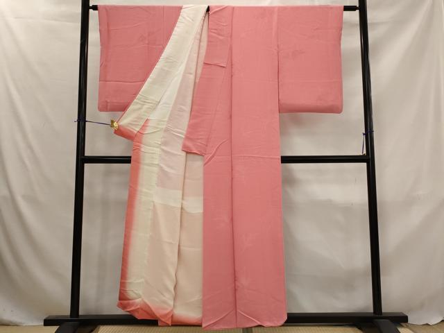 平和屋着物■上質な色無地 枝葉地紋 真朱色 正絹 逸品 AABJ5031st