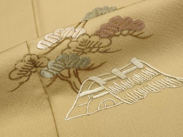 平和屋着物■訪問着 刺繍 風景松文 金糸 正絹 逸品 AABJ5047st
