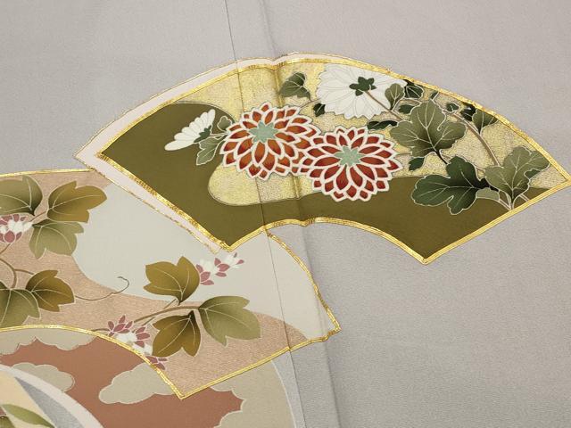 平和屋着物■豪華色留袖 駒刺繍 地紙飛鶴花文 暈し染め 金彩 正絹 逸品 AABJ5056st