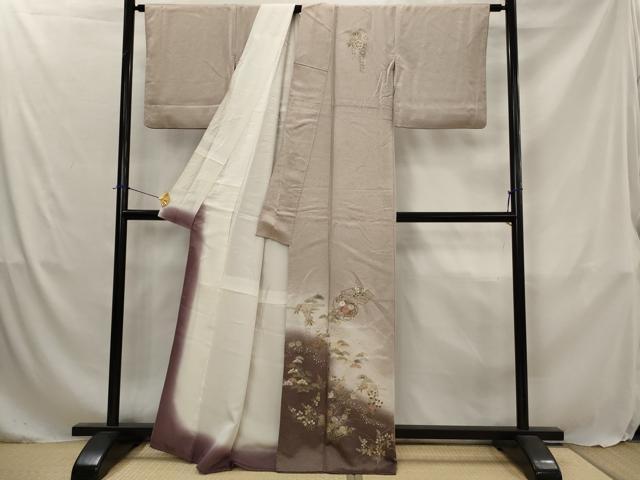 平和屋着物■訪問着 刺繍 花松文 暈し染め 金彩 正絹 逸品 AABJ5065st