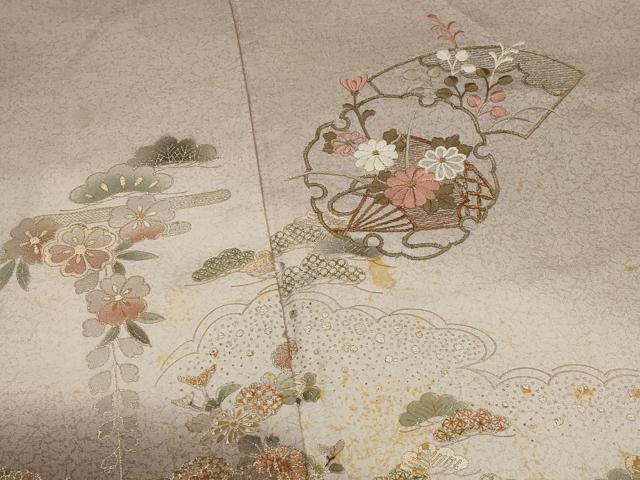 平和屋着物■訪問着 刺繍 花松文 暈し染め 金彩 正絹 逸品 AABJ5065st