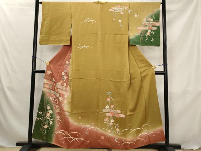 平和屋着物■訪問着 エ霞花文 暈し染め 金彩 正絹 逸品 AABJ5066st