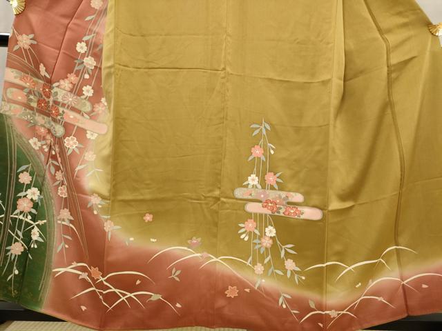 平和屋着物■訪問着 エ霞花文 暈し染め 金彩 正絹 逸品 AABJ5066st