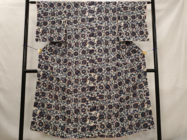 平和屋着物■上質な小紋 更紗花文 正絹 逸品 AABJ5069st