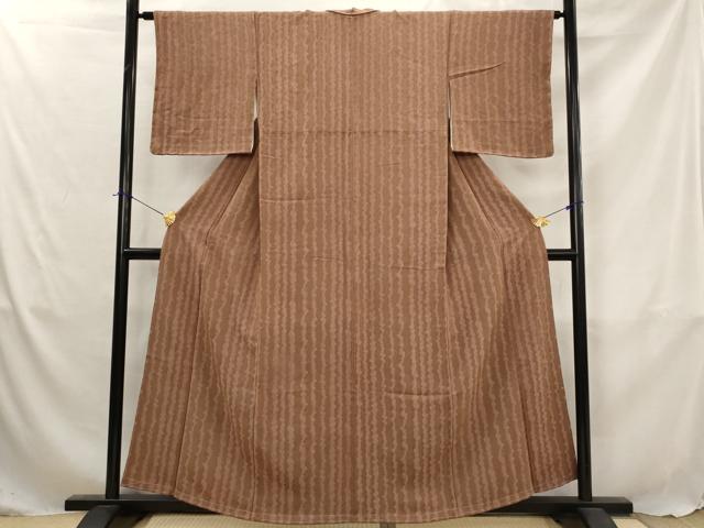 平和屋着物■上質な小紋 よろけ縞 正絹 逸品 未使用 AABJ5070st
