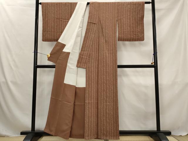 平和屋着物■上質な小紋 よろけ縞 正絹 逸品 未使用 AABJ5070st