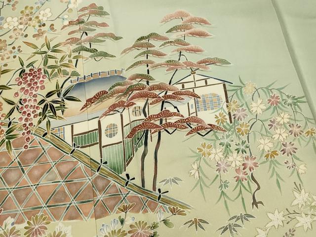 平和屋着物■豪華色留袖 松竹梅風景文 暈し染め 金彩 正絹 逸品 AABJ5074st