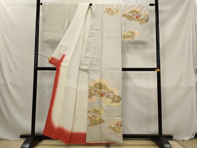 平和屋着物■訪問着 駒刺繍 雲取り花文 金彩 正絹 逸品 AABJ5080st