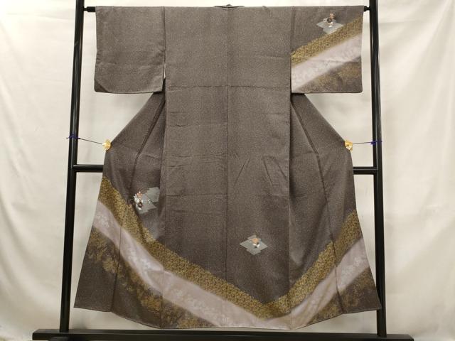 平和屋着物■訪問着 刺繍 松皮菱花文 暈し染め 金糸 金銀彩 正絹 逸品 AABJ5085st