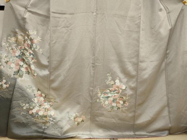 平和屋着物■訪問着 地紙花松文 暈し染め 銀彩 正絹 逸品 AABJ5100st