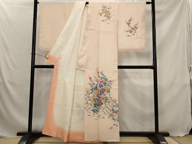 平和屋着物■訪問着 友禅 作家物 草花文 正絹 逸品 AABJ5111st