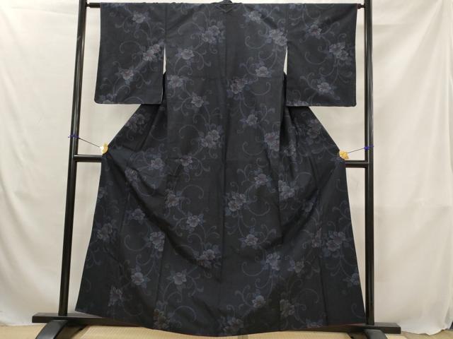 平和屋着物■上質な紬 花唐草文 正絹 逸品 AABJ5113st