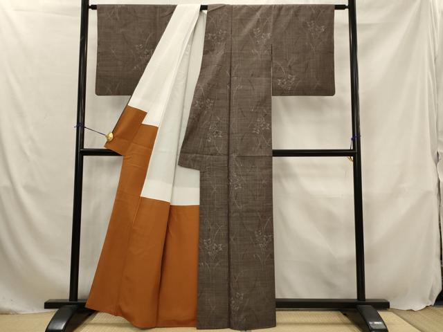 平和屋着物■本場大島紬 7マルキ 草花文 正絹 逸品 AABJ5117st