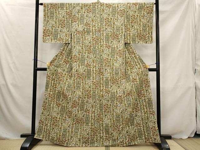 平和屋着物■上質な小紋 更紗花鳥文 正絹 逸品 AABJ5119st