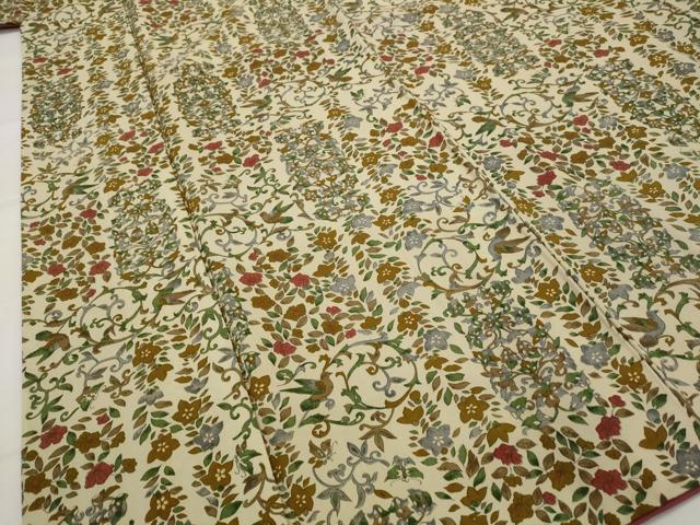 平和屋着物■上質な小紋 更紗花鳥文 正絹 逸品 AABJ5119st