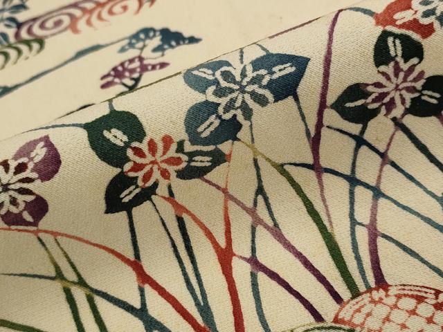 平和屋着物■上質な小紋 型染め 風景花文 正絹 逸品 AABJ5120st