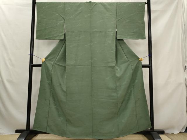 平和屋着物■上質な色無地 雲取り地紋 革色 正絹 逸品 AABJ5123st