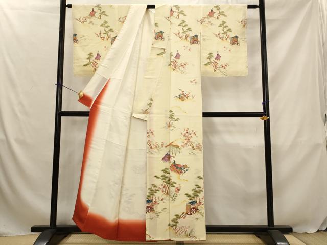 平和屋着物■訪問着 人物風景文 暈し染め 正絹 逸品 AABJ5127st