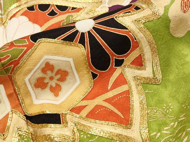 平和屋着物■豪華振袖 駒刺繍 吉祥花文 暈し染め 金彩 正絹 逸品 AABJ5131st