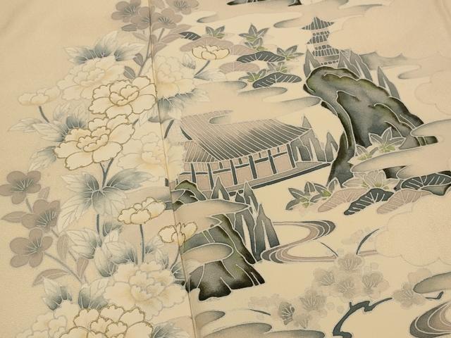 平和屋着物■訪問着 風景花文 暈し染め 金彩 正絹 逸品 AABJ5134st