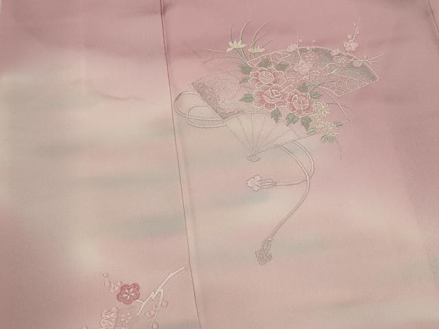 平和屋着物■訪問着 刺繍 扇花文 暈し染め 正絹 逸品 AABJ5135st