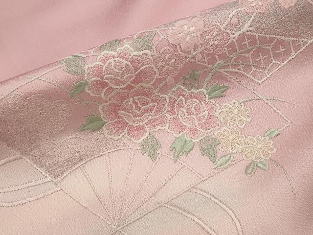 平和屋着物■訪問着 刺繍 扇花文 暈し染め 正絹 逸品 AABJ5135st