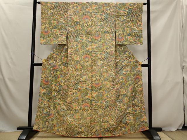 平和屋着物■上質な小紋 更紗花文 正絹 逸品 AABJ5137st
